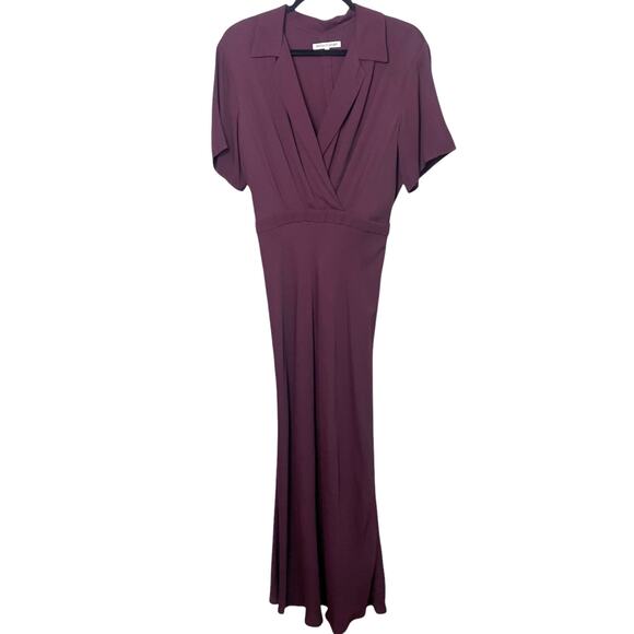 Reformation Danika Short Sleeve V-Neck Midi/Maxi Dress Prune Sz L - Picture 2 of 11